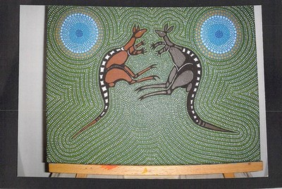 M4770 Australia Aboriginal Type Art Kangaroo Derek Trayner postcard
