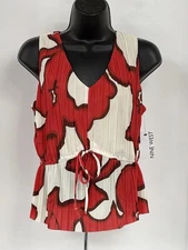 NWT Women's Nine West Floral Sleeveless Blouse Tank Top Pleated - Medium