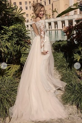Galina Signature Illusion SLSWG862 Wedding Gown WITH OVERSKIRT; Size 4