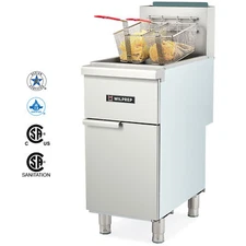 Commercial Floor Deep Fryer Natural Gas 2 Basket 40lb 90000BTU 400°F CSA Cert.