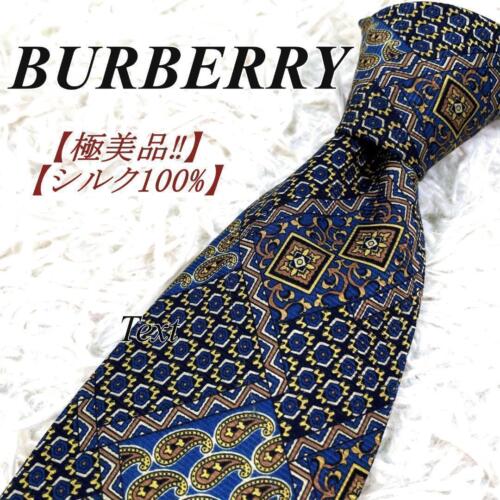 Mint Burberry TIE Authentic No Box Extreme 100% Silk Necktie Paisley Navy - Picture 1 of 10