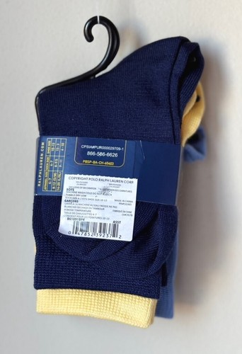 Polo Ralph Lauren BOYS Super Soft Crew Dress Socks Size 4-7 (3 Pairs) - Picture 4 of 5