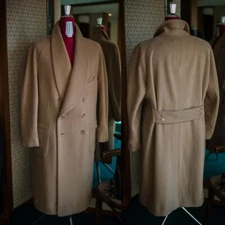 Wool Blend Men's Overcoat Long Jacket Shawl Lapel Double Breasted Outdoor Wear