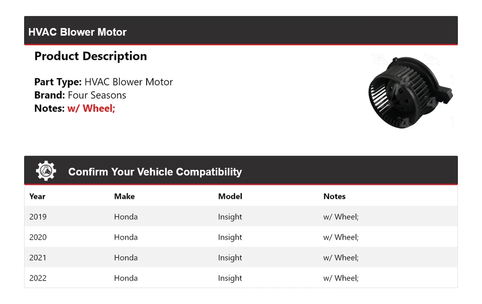 Motor soplador de climatización Honda Insight 2019-2022 4 estaciones 2020 2021 Foto 2 de 4