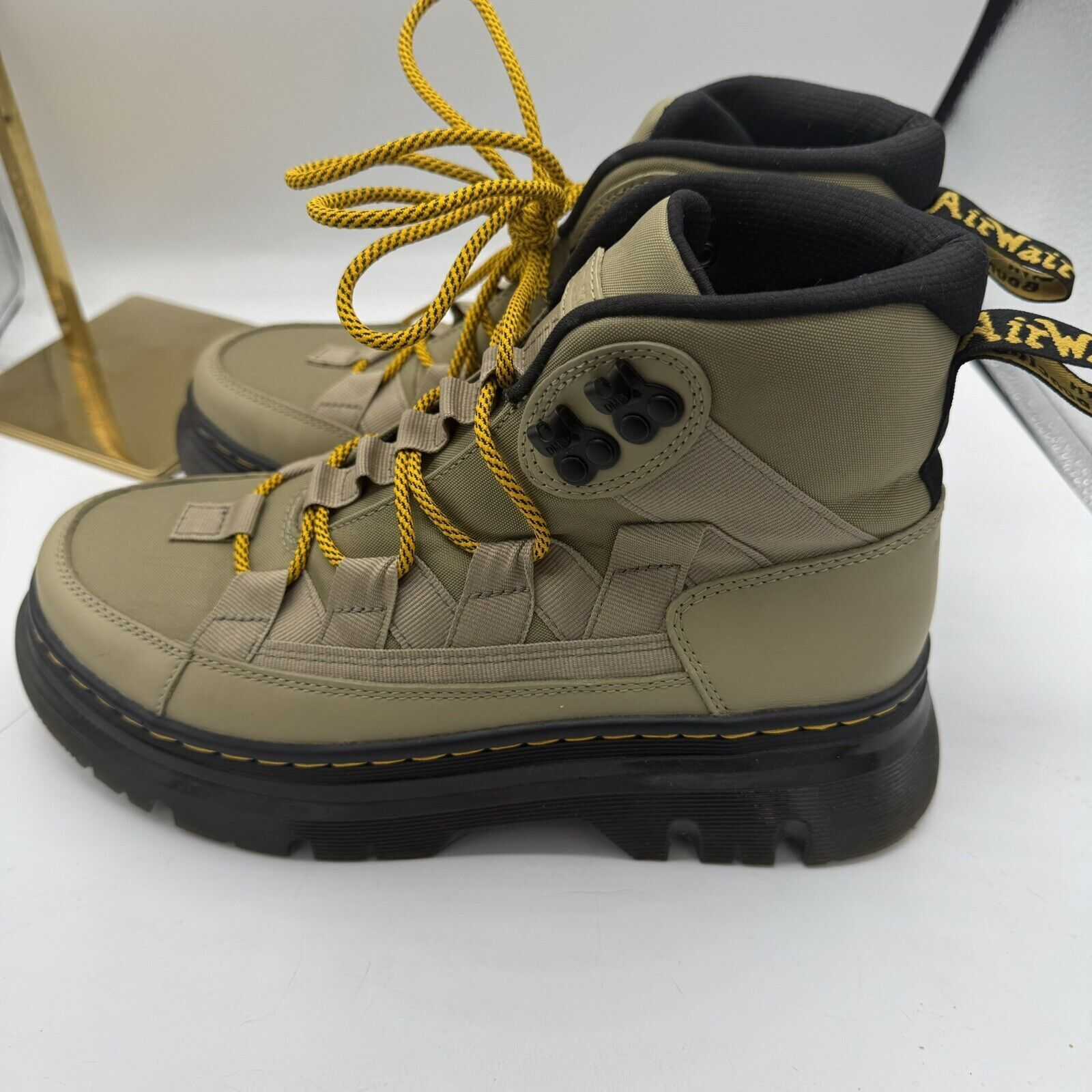 Dr. Martens Boury Nylon & Leather Men's Boots Olive Green Size M 8 / L 9 image 3
