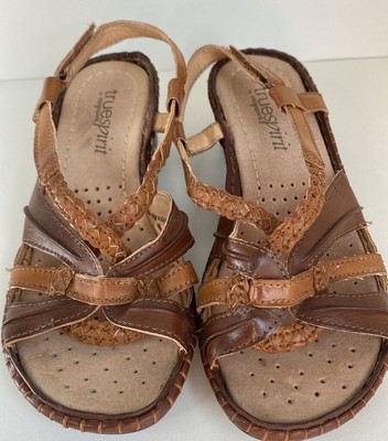 Easy Spirit Wedge Sandal woven Leather tan brown 5M | eBay display picture 2