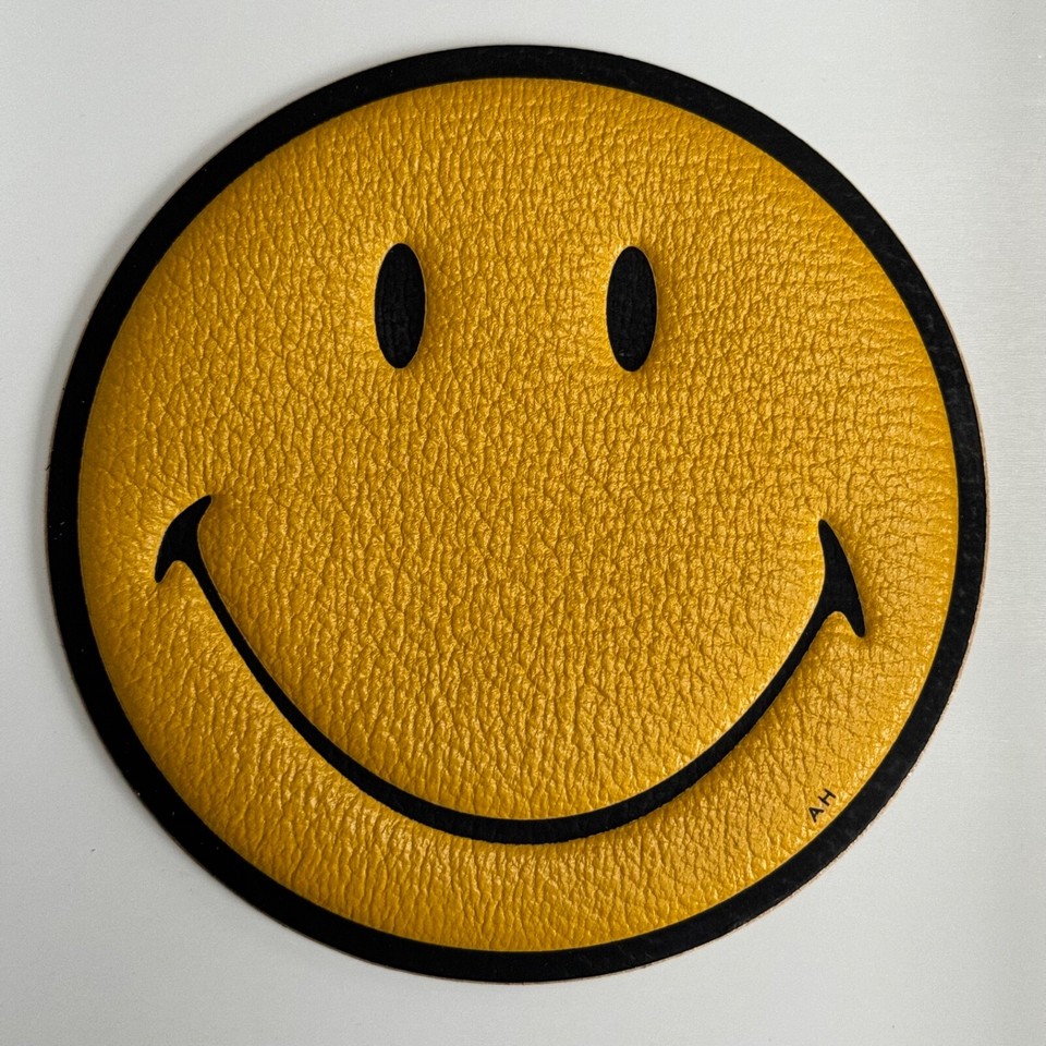 ANYA HINDMARCH Smiley face emoji leather sticker for handbag case