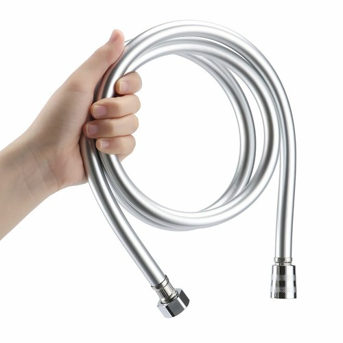 Brass Pipe Connectors Smooth Siver PVC 1.5M Or 2M Long Flexible Shower Hose 1/2" - Picture 5 of 11