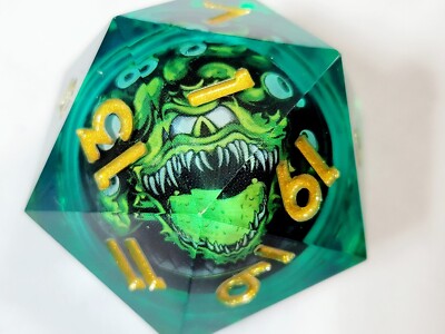 Green Beholder Liquid Core 35mm Large d20 | Dungeons & Dragons | DnD Dice Set