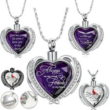 Crystal Heart Urn Necklace Mini Keepsake Urn Memorial Ash Jewelry Cremation Gift