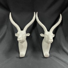 Antelope Faux Wall Hook Hangings Set of 2 White Wall Art