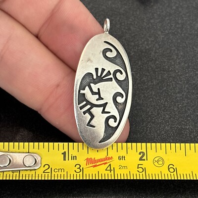 Lewis Quiyo Hopi Vintage Pendant Sterling Silver Overlay Abstract