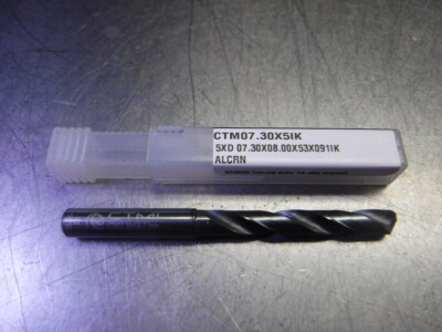CTMI 7.30mm Coolant Thru Carbide Drill 5xd 07.30x08.00x53x091IK ALCRN (LOC1788B)