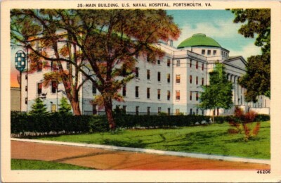 Portsmouth U.S. Naval Hospital Main Building Virginia c30's-40's Linen UNP DB