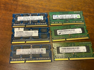 Lot of 6 4GB and 2GB  Laptop Memory 14GB total