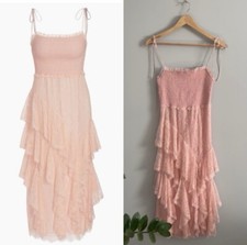 Sz 2 Alice + Olivia Jocelyn Ruffle Midi-Dress English Rose