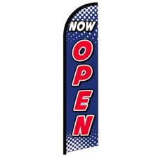 Now Open Windless Advertising Swooper Flag Open Welcome Sign BLUE/RED 100D