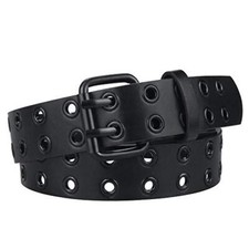 Grommet Leather Belts for 39" long, fit for waist size under 32.5" Allblack