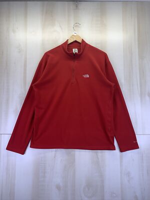 The North Face Mens Rust Red/Orange Fleece 1/4 Zip Pullover Size M