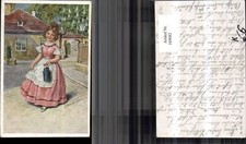 169082,Kind Mädchen m. Milchkanne a. Strasse...