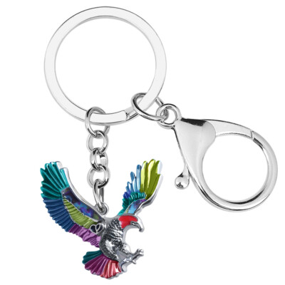 Enamel Alloy Floral Hawk Eagle Keychains Jewelry Birds Car Key Ring Charms Gifts