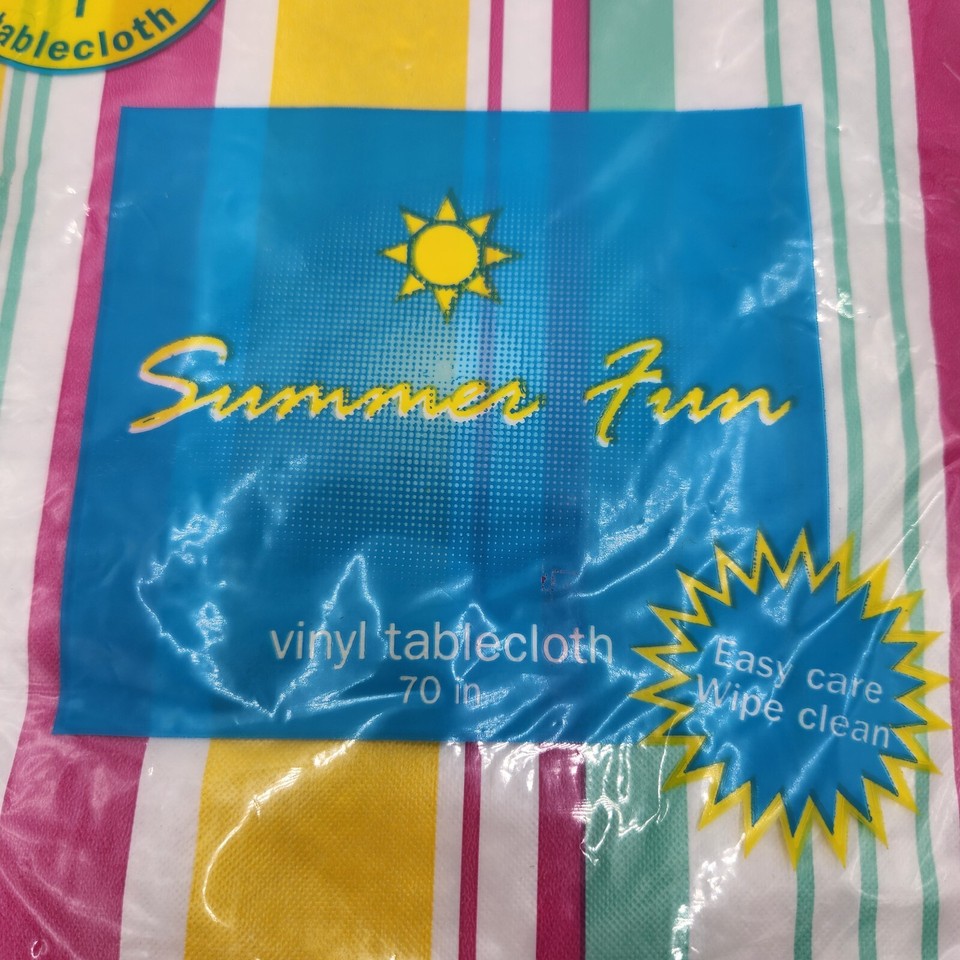 Summer Umbrella Hole Zipper Patio Tablecloth Vinyl 70" Oblong Table