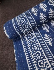 Kantha Quilt Indigo Blue 100 Cotton Hand Stitched Quilt Cotton Reversible Quilt