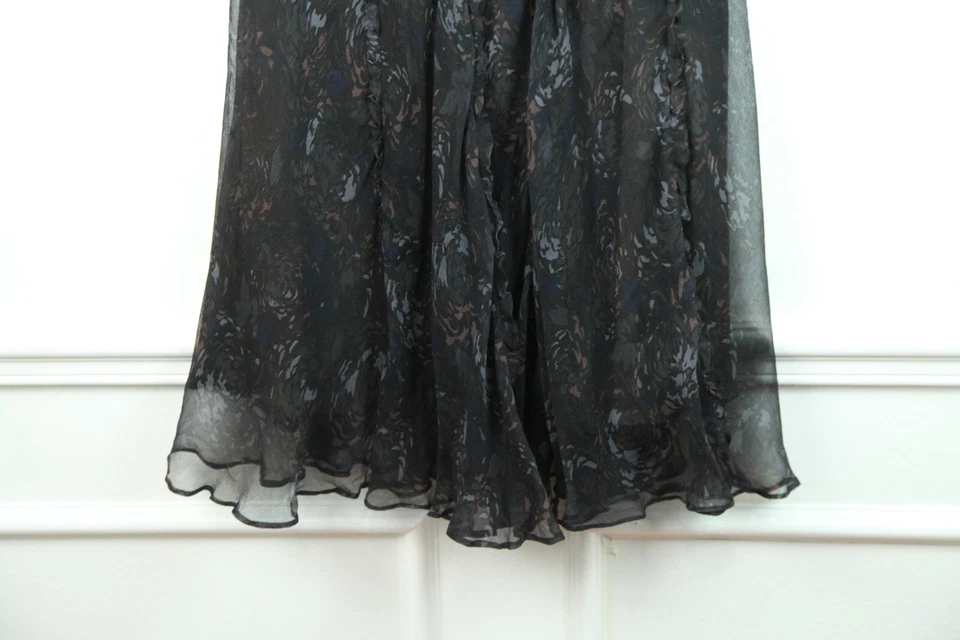 Falda Sundance FLAW 10 Negra Seda Transparente Volantes Midi Bruja Hada Grunge Boho Foto 3 de 4