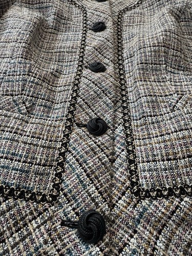 Nicole Miller Mary Kay Blazer Jacket Button Up Women Size 14 P Tweed - Picture 3 of 6