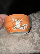 yokohama studio hand painted Orange Owl Ramen Bowl