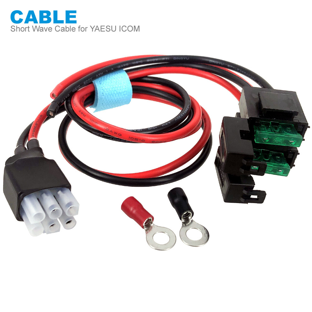 30A Fuse 6 PIN Short Wave Power Supply Cable Cord For Yaesu FT