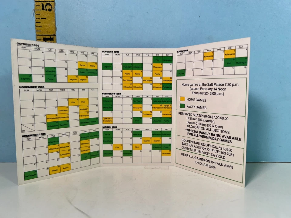 1986-87 Golden Eagles Hockey Schedule Coors Silver Bullet - Image 2 of 3