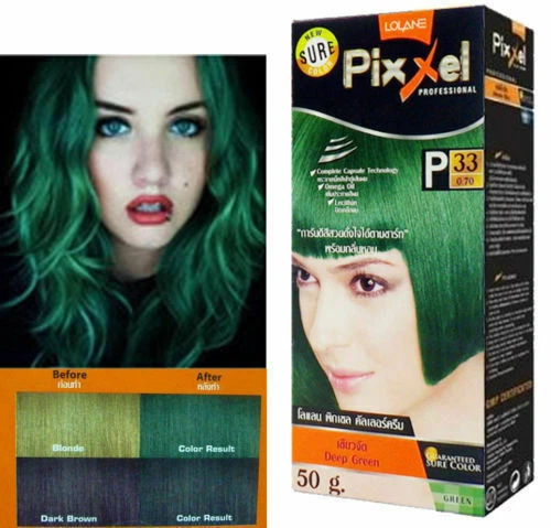 3x Lolane Pixxel Hair Permanent Dye Color Cream Green Color Shade P33 Deep green - Image 2 of 4