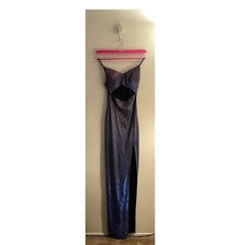 Windsor Marisol Shining High Slit Dress in Purple Glitter, Size: X-Small/Small