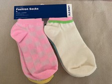 Old Navy Girls Kids Unisex Size Medium  6 Pack Ankle Socks  Checkered Striped