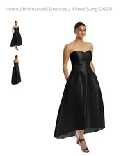 Alfred Sung Strapless High Low Dress D699 Sweetheart Satin Women's Size 0