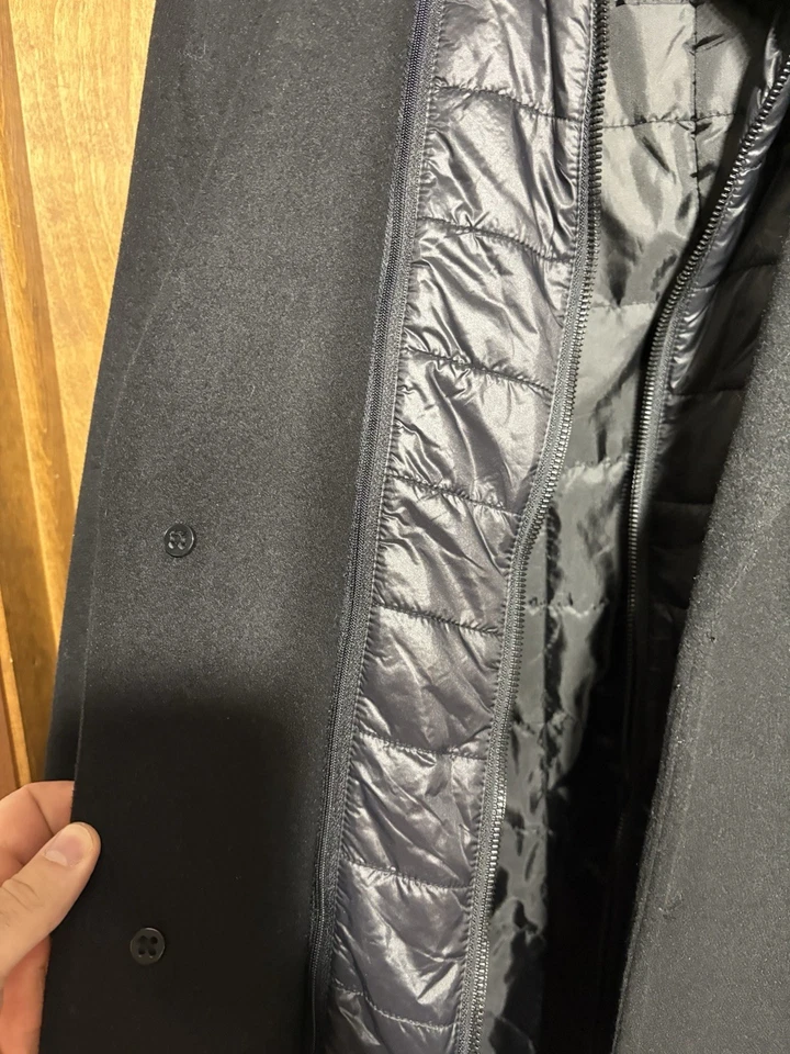 DKNY Men’s Wool Overcoat Lined Small Removable Flap - Image 4 of 4