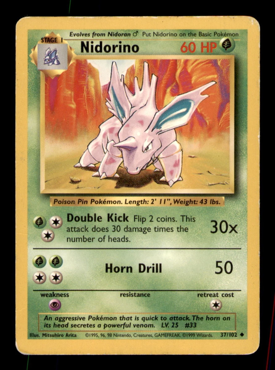 1995 nidorino pokemon card value Nidorino [1st Edition] #37 Prices | Pokemon Base Set
