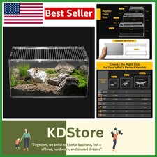 Clear Reptile Terrarium Enclosure 11.8" Waterproof Insect Habitat with Lock