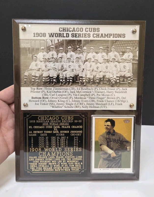 Chicago Cubs 1908 World Series Champions Commemorative Plaque w/ Card