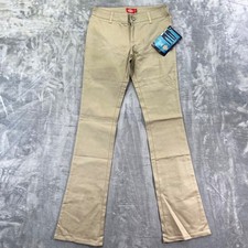 New Dickies Girl Simple Pant Women  s Size 1 Khaki Mid Rise Cotton