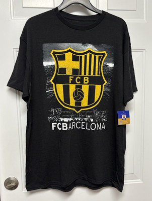 FCB Barcelona Soccer T-Shirt Officially Licensed Black/Yellow Adult Size XL  NWT