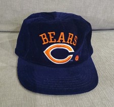 VINTAGE Chicago Bears Navy Blue Corduroy Shell Hat Snapback Adjustable Hat Cap