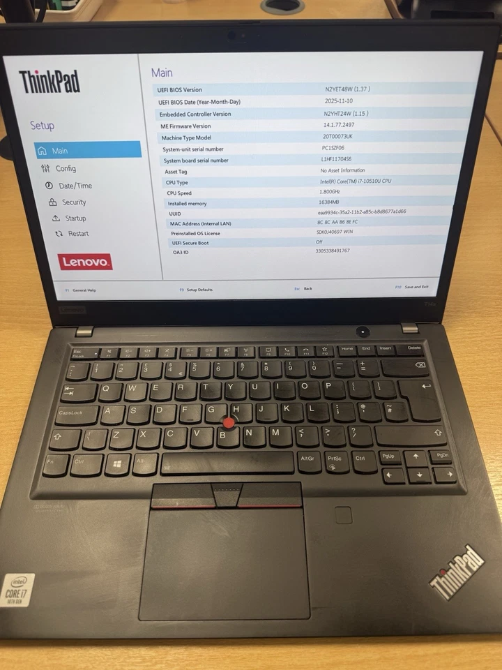 Lenovo ThinkPad T14s · i7-10510U · 16GB · 512GB, photo 1 of 5