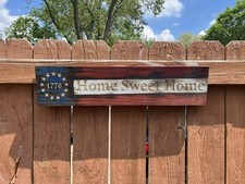 1776 wood Burnt God Bless America Rustic Wooden Wall Decor / Made In America 