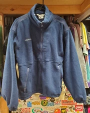 COLUMBIA Vintage 90s Sherpa Bugaboo Fleece Jacket Liner Full Zip Blue Sz Med EUC