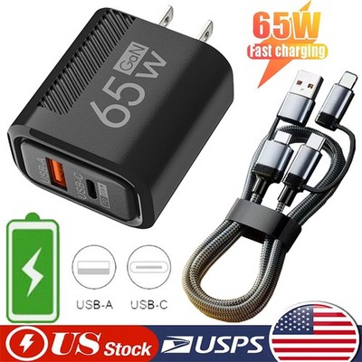 65W Super Fast Charging USB Type C Wall Charger For Samsung iPhone Android Phone