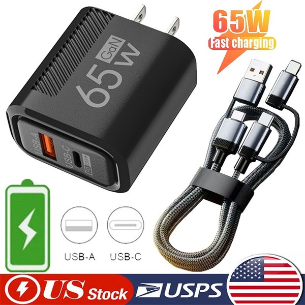 65W Super Fast Charging USB Type C Wall Charger For Samsung iPhone Android Phone