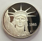 1985 USA MTB Johnson Matthey Liberty All Languages Trade Round Silver .999 PROOF