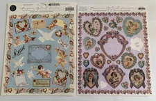 2 Vintage PARTIAL STICKERS Sheets ~THE GIFTED LINE ~CHERUBS VICTORIAN~ 8"X10"